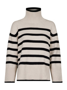 Neo Noir Fanning Stripe Knit Blouse Sand