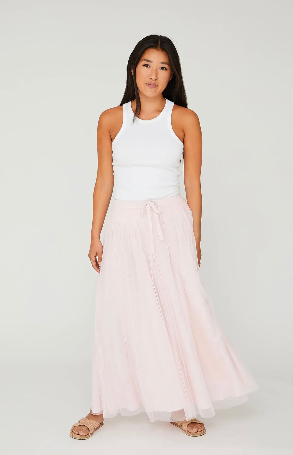 A-View Tulle Skirt Pale Rose