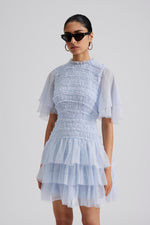 Lataa kuva Galleria-katseluun, Malina Minnie short sleeve lace mini dress blue
