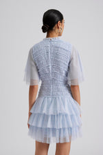 Lataa kuva Galleria-katseluun, Malina Minnie short sleeve lace mini dress blue
