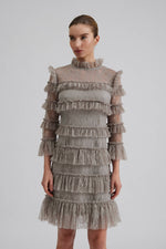 Lataa kuva Galleria-katseluun, Malina Carmine Frill Mini Lace Dress Steel Grey
