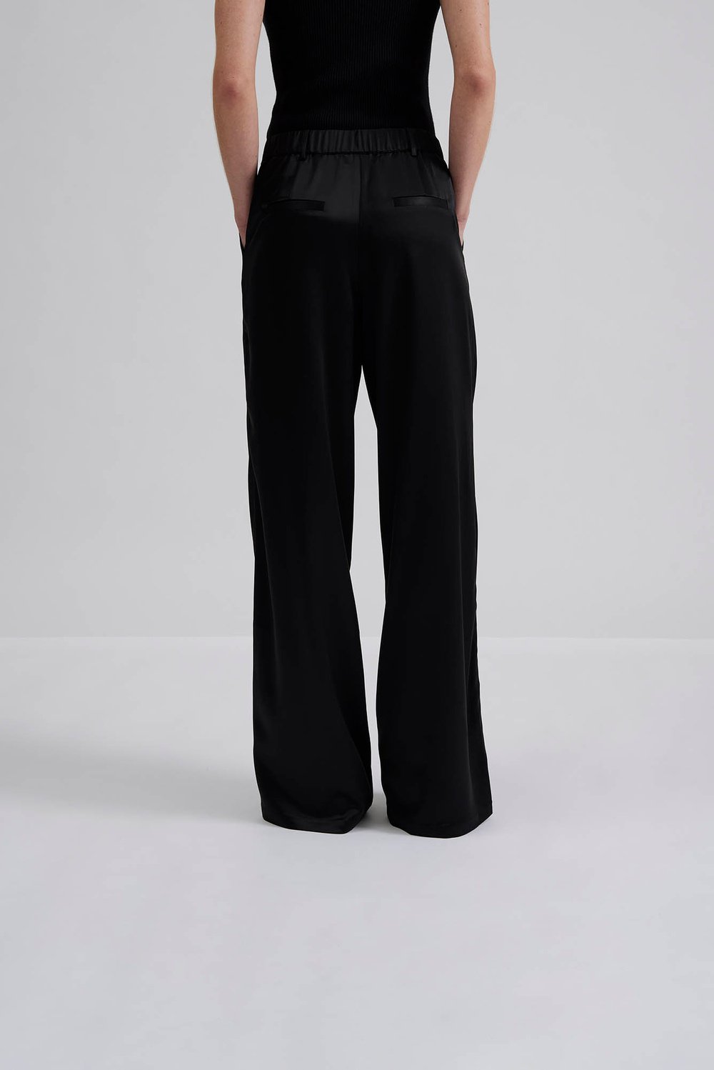 Malina Sarah Elastic Waist Satin Pants Black