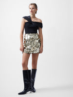 Lataa kuva Galleria-katseluun, French Connection Elodie Sequin Mini Skirt gold
