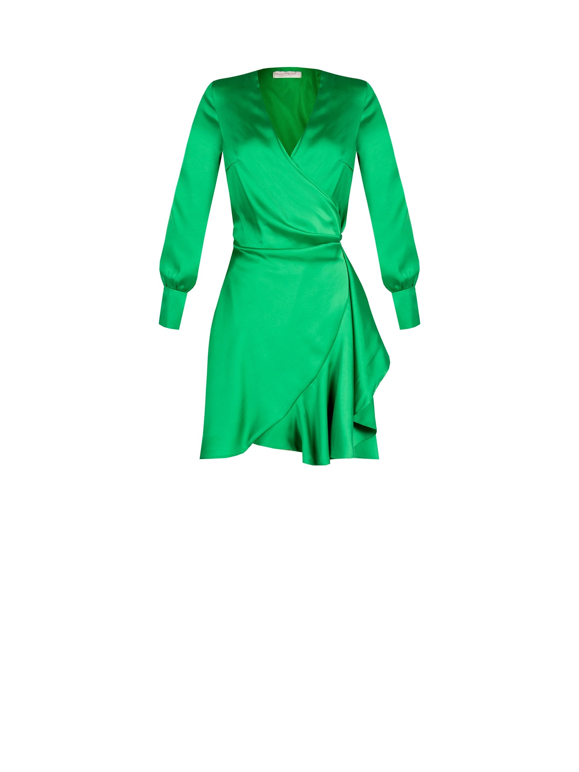 Rinascimento Satin Wrap Dress Green