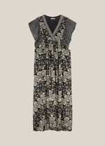 Lataa kuva Galleria-katseluun, Summum Woman Dress Two Color Ikat Print Black
