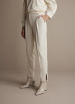 Lataa kuva Galleria-katseluun, Summum Woman Trousers High Waisted Punto Milano Ivory
