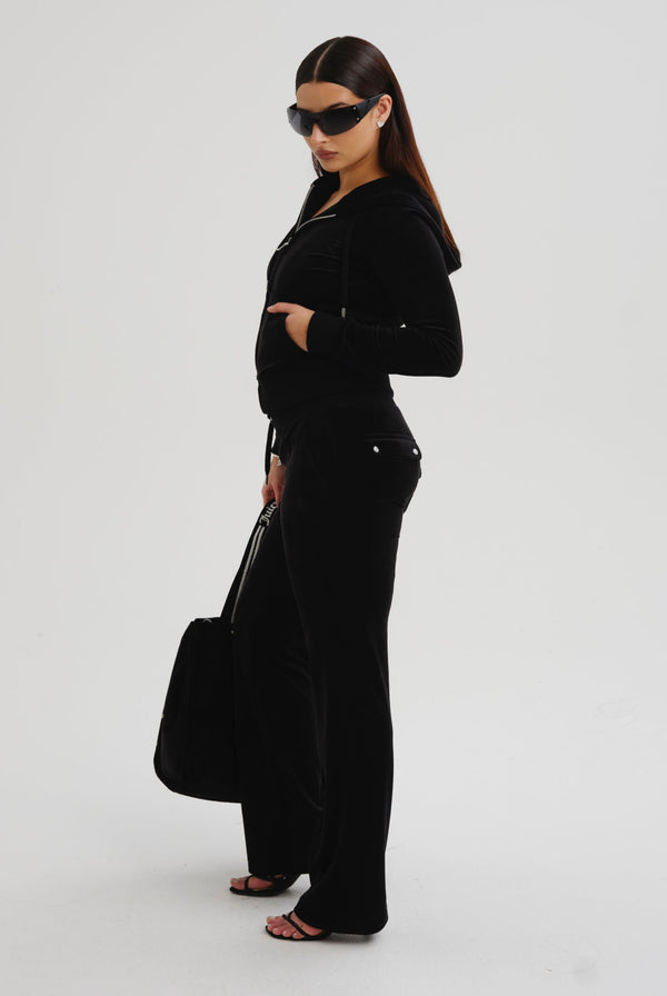Juicy Couture Robertson Classic Velour Zip Through Hoodie Black