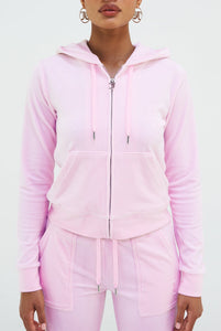 Juicy Couture Robertson Classic Velour Zip Through Hoodie Cherry Blossom
