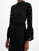 Lataa kuva Galleria-katseluun, French Connection Garnet Velvet Lace Midi Dress Blackout
