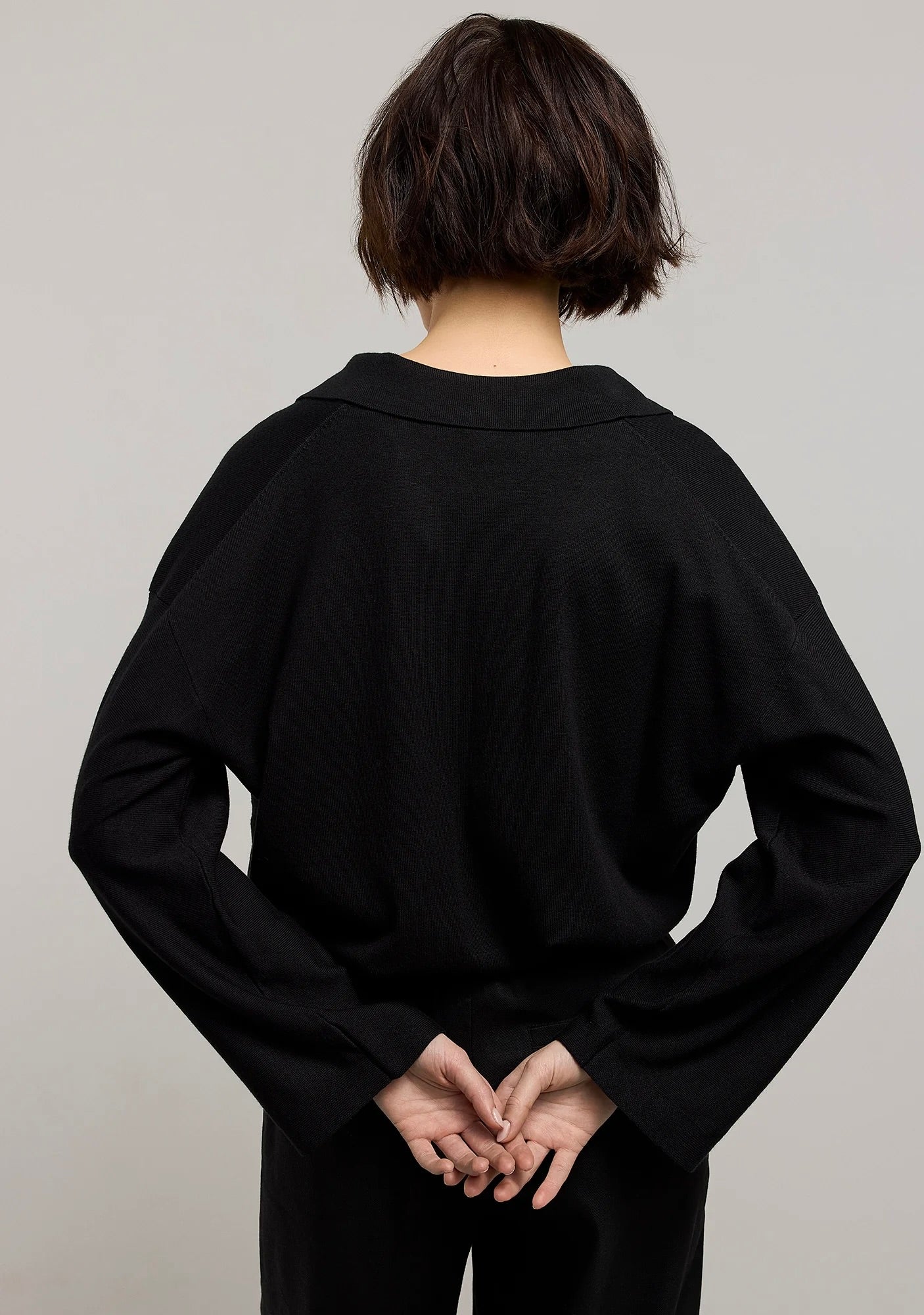 Summum Woman Jumper With Polo Collar Black